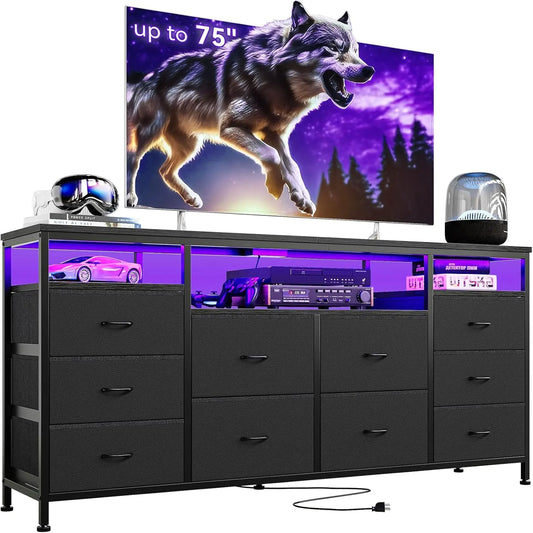 Studyset 10 Drawer Dresser TV Stand Entertainment Center