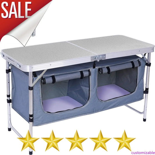 XMSJ Lightweight Aluminum Folding Camping Table With Carry Handle