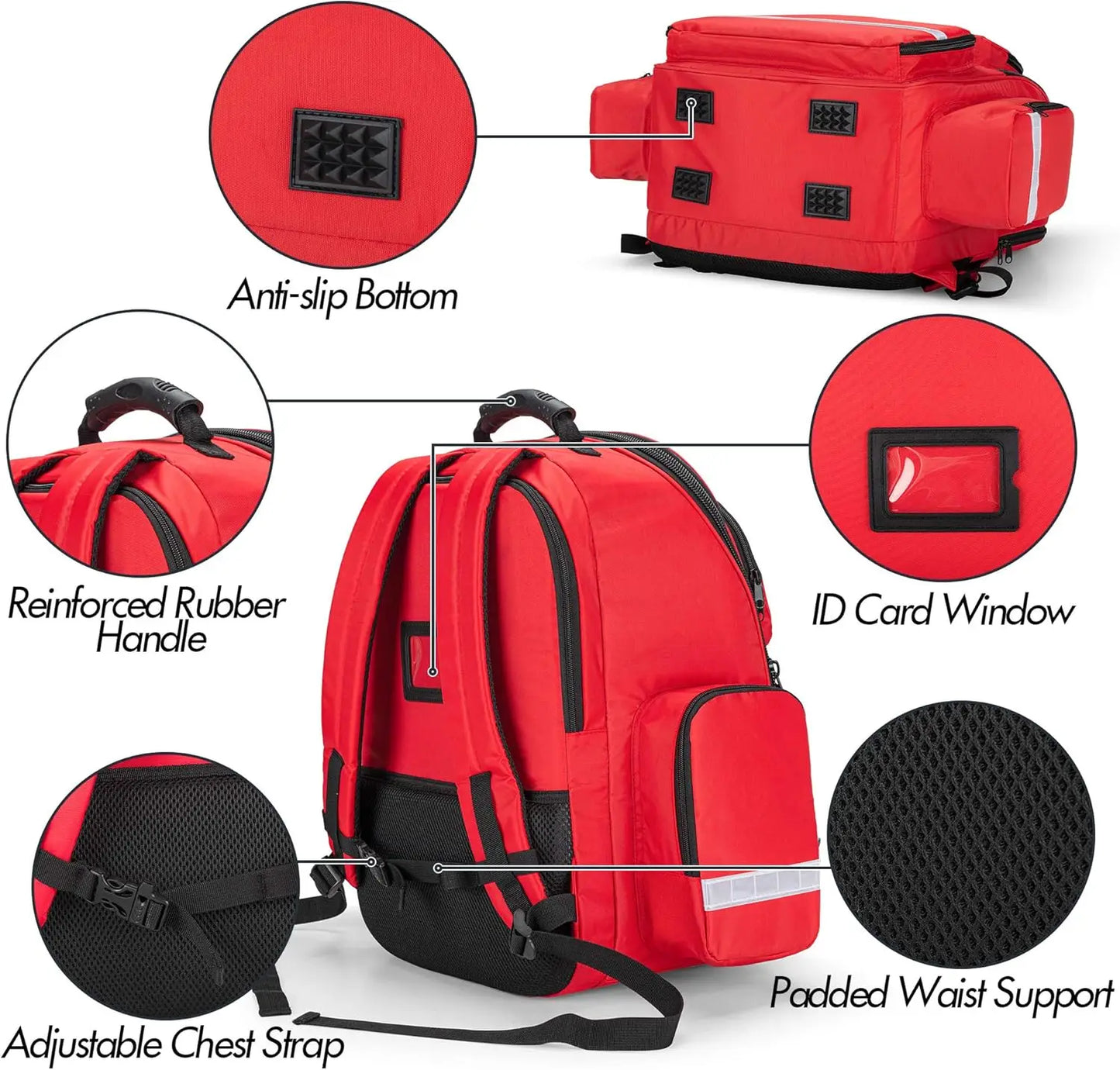 Emergency Trauma Backpack for First Responders with Patented Design