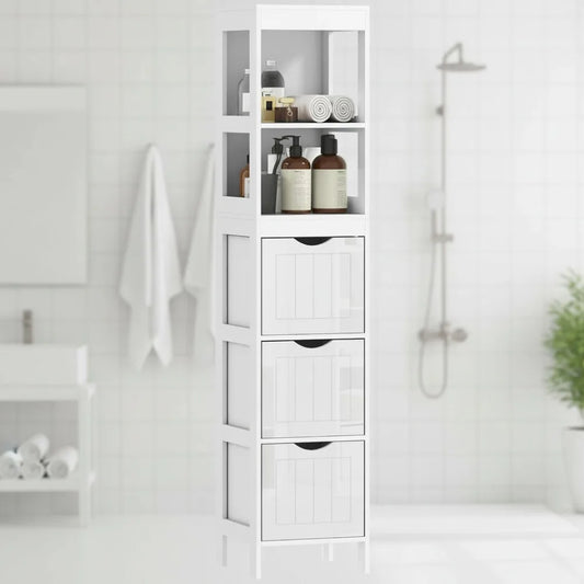 Slim Bathroom Storage Cabinet With 3 Drawers And 2 Shelves
