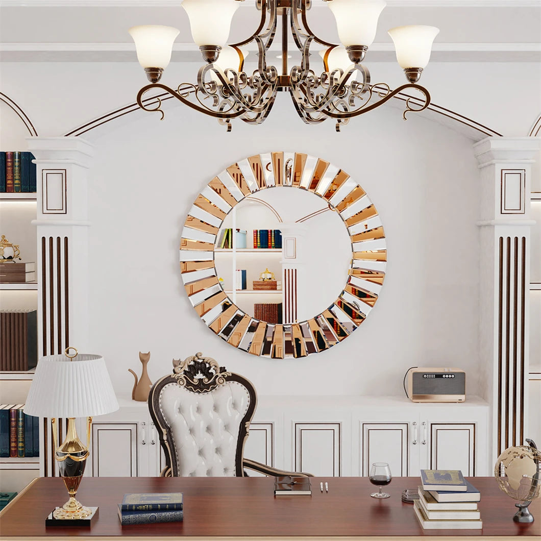 BORWARTH Round Wall Mirror Decor For Hallway And Bathroom Accent