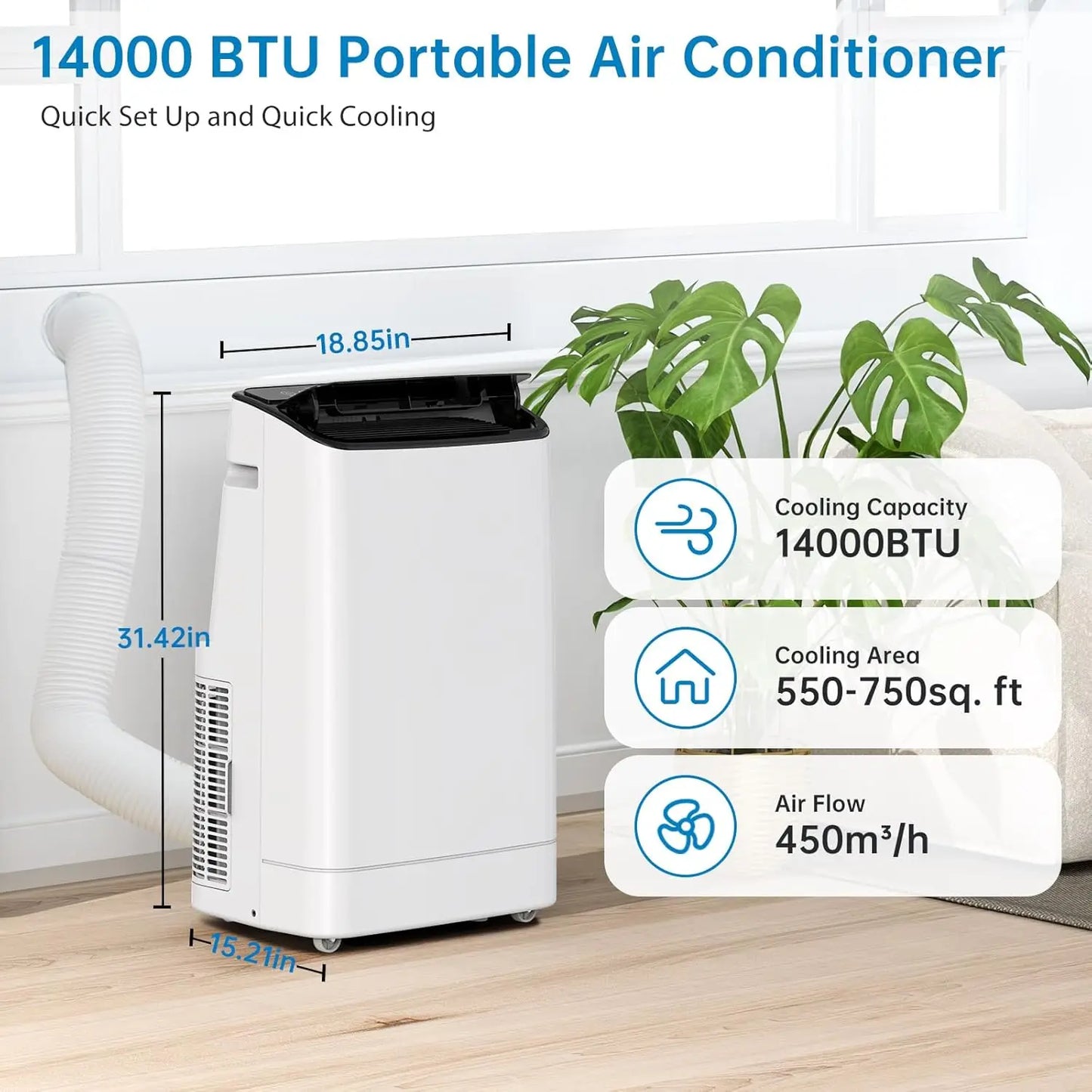 Acekool 14000 BTU Portable Air Conditioner 3 in 1 Dehumidifier