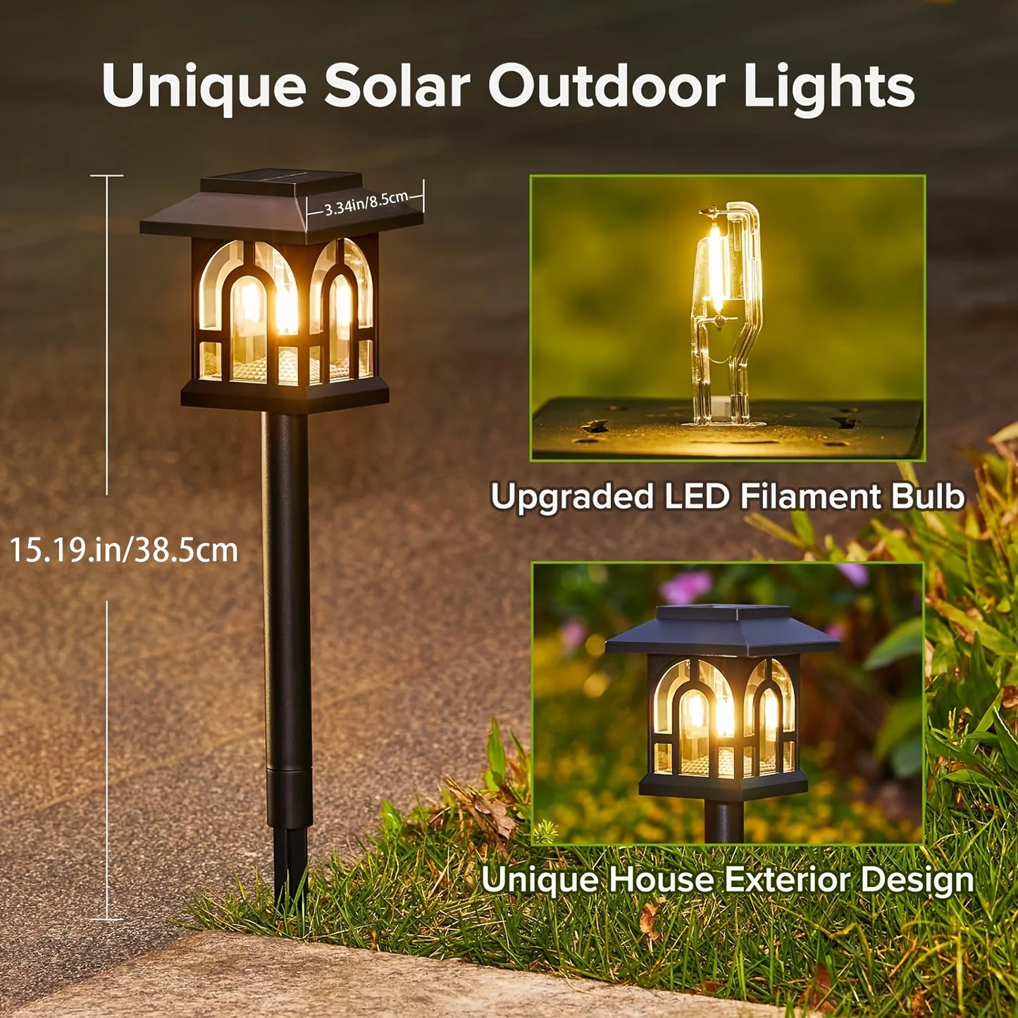 Solar Pathway Lights Outdoor Yard Walkway Auto On Off