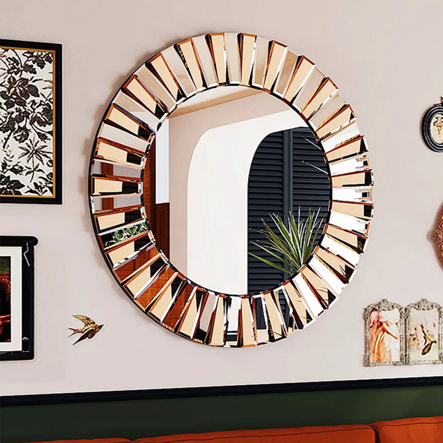 BORWARTH Round Wall Mirror Decor For Hallway And Bathroom Accent
