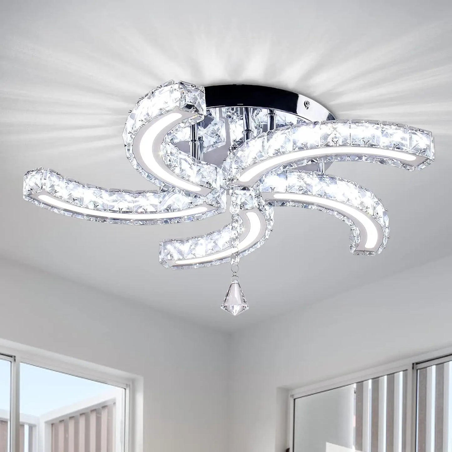 FRIXCHUR Modern Crystal Chandeliers Ceiling Light Fixture