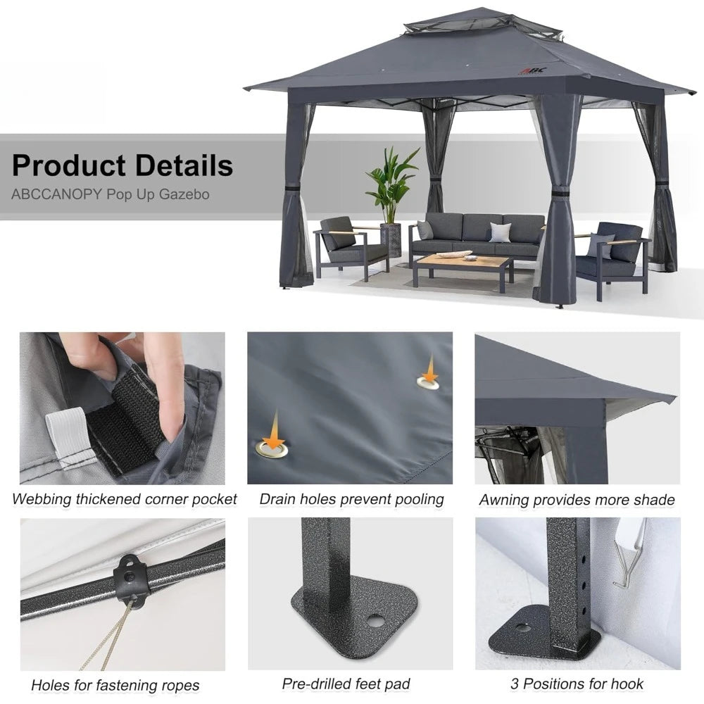 NONECN Pop Up Gazebo Outdoor Canopy Tent Mosquito Net