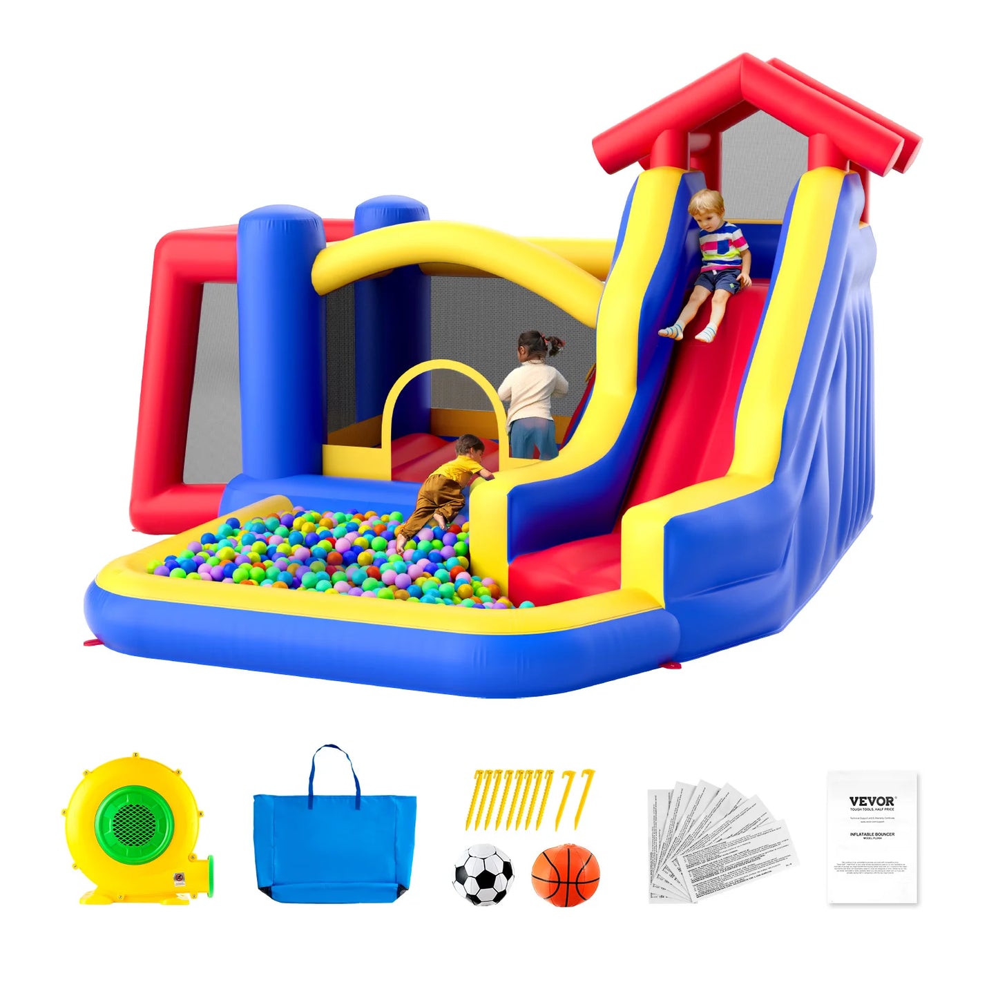 SucceBuy Inflatable Bounce House For Kids 3 To 8 Outdoor Play