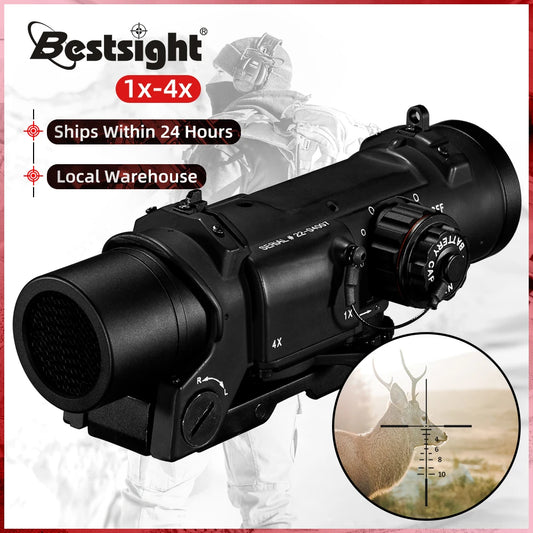 Bestsight Tactical Rifle Scope 1X-4X Quick Detachable Dual Role Sight