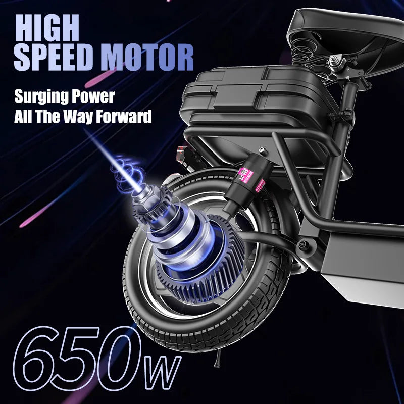 Folding Electric Scooter K11 With Trunk 650W Peak Motor